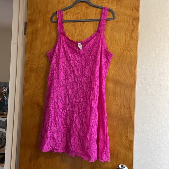 Hanky Panky Pink Plus Size Signature Lace V-Neck Chemise Nightgown Dress Size 2X - Picture 3 of 6